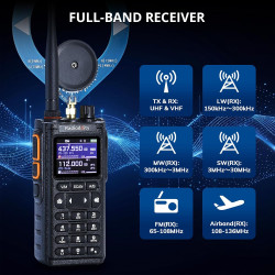 Radioddity GS-10B Pro Talkie-Walkie Radioamateur, 8W Bi-Bande, Spectre Temps Réel, Récepteur HF SSB CW Bande Aviation, Prog App,