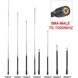 Antenne Télescopique Large Bande 70-1000MHz SMA-Mâle pour Radio Mobile Antenne -UV380-380 TH-UV3R TH-UV8000E VX-6R Radio Bidirec