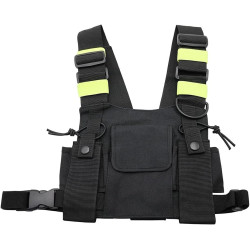 Talkie-Walkie Double Sac de Poitrine Radio Réfléchissant Poitrine Harnais Support Sac Gilet Plate-Forme Talkie-Walkie Pack Poche