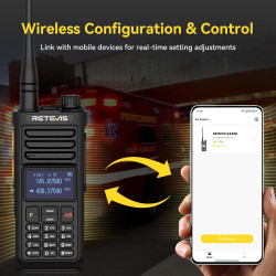 Retevis Ailunce RA89R Talkie Walkie Longue Portée, APP Contrôle, Fonction Répéteur Temporaire, AM/FM, Batterie 2800mAh, Radio Am