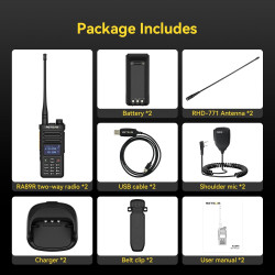 Retevis Ailunce RA89R Talkie Walkie Longue Portée, APP Contrôle, Fonction Répéteur Temporaire, AM/FM, Batterie 2800mAh, Radio Am