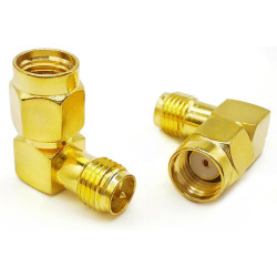 Lot de 2 adaptateurs d'antenne radio SMA coudés, connecteur coaxial SMA à 90 degrés, faible perte RP-SMA femelle vers RP-SMA mâl