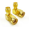 Lot de 2 adaptateurs d'antenne radio SMA coudés, connecteur coaxial SMA à 90 degrés, faible perte RP-SMA femelle vers RP-SMA mâl