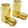 Lot de 2 adaptateurs d'antenne radio SMA coudés, connecteur coaxial SMA à 90 degrés, faible perte RP-SMA femelle vers RP-SMA mâl