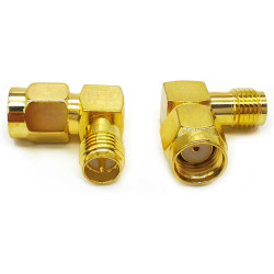 Lot de 2 adaptateurs d'antenne radio SMA coudés, connecteur coaxial SMA à 90 degrés, faible perte RP-SMA femelle vers RP-SMA mâl