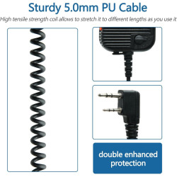 Microphone tactique radio bidirectionnel avec volume réglable et port pour écouteurs de 3,5 mm pour radios Baofeng AR-152 NATEFE