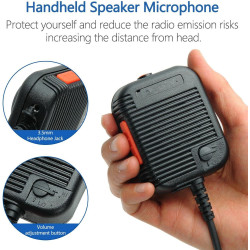 Microphone tactique radio bidirectionnel avec volume réglable et port pour écouteurs de 3,5 mm pour radios Baofeng AR-152 NATEFE