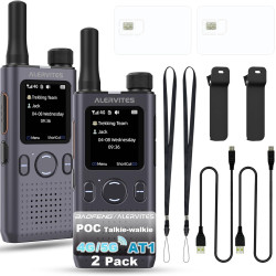 Lot de 2 Talkie-Walkies POC-AT1 Nationwide 4G/5G sans Limite de Distance Réglage de l'application POC Radio bidirectionnelle de 