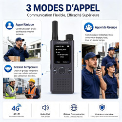 Lot de 2 Talkie-Walkies POC-AT1 Nationwide 4G/5G sans Limite de Distance Réglage de l'application POC Radio bidirectionnelle de 