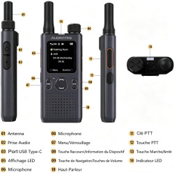 Lot de 2 Talkie-Walkies POC-AT1 Nationwide 4G/5G sans Limite de Distance Réglage de l'application POC Radio bidirectionnelle de 