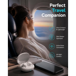 Invisiblefit sleep anc earbuds, réduction de bruit double pour les dormeurs latéraux, écouteurs sans fil compacts, bruit blanc i
