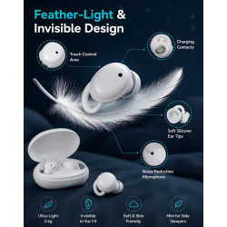 Invisiblefit sleep anc earbuds, réduction de bruit double pour les dormeurs latéraux, écouteurs sans fil compacts, bruit blanc i