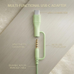 Casque Filaire avec Micro - Jack 3,5mm & Adaptateur USB-C - Pliable & Réglable - Son Stéréo, Commandes Intégrées - pour PC, Smar