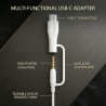 Casque Filaire avec Micro - Jack 3,5mm & Adaptateur USB-C - Pliable & Réglable - Son Stéréo, Commandes Intégrées - pour PC, Smar