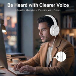 Casque Filaire avec Micro - Jack 3,5mm & Adaptateur USB-C - Pliable & Réglable - Son Stéréo, Commandes Intégrées - pour PC, Smar