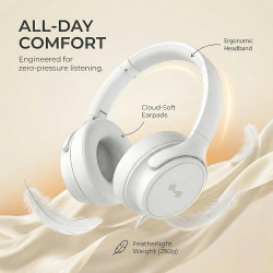 Casque Filaire avec Micro - Jack 3,5mm & Adaptateur USB-C - Pliable & Réglable - Son Stéréo, Commandes Intégrées - pour PC, Smar