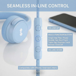 Casque Filaire avec Micro - Jack 3,5mm & Adaptateur USB-C - Pliable & Réglable - Son Stéréo, Commandes Intégrées - pour PC, Smar