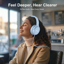 Casque Filaire avec Micro - Jack 3,5mm & Adaptateur USB-C - Pliable & Réglable - Son Stéréo, Commandes Intégrées - pour PC, Smar