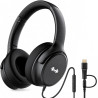 Casque Filaire avec Micro - Jack 3,5mm & Adaptateur USB-C - Pliable & Réglable - Son Stéréo, Commandes Intégrées - pour PC, Smar