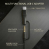 Casque Filaire avec Micro - Jack 3,5mm & Adaptateur USB-C - Pliable & Réglable - Son Stéréo, Commandes Intégrées - pour PC, Smar