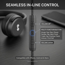 Casque Filaire avec Micro - Jack 3,5mm & Adaptateur USB-C - Pliable & Réglable - Son Stéréo, Commandes Intégrées - pour PC, Smar