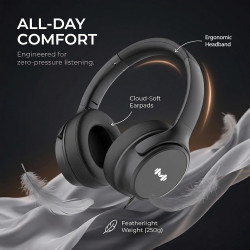 Casque Filaire avec Micro - Jack 3,5mm & Adaptateur USB-C - Pliable & Réglable - Son Stéréo, Commandes Intégrées - pour PC, Smar