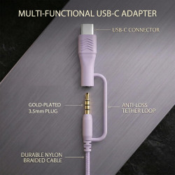 Casque Filaire avec Micro - Jack 3,5mm & Adaptateur USB-C - Pliable & Réglable - Son Stéréo, Commandes Intégrées - pour PC, Smar