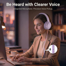Casque Filaire avec Micro - Jack 3,5mm & Adaptateur USB-C - Pliable & Réglable - Son Stéréo, Commandes Intégrées - pour PC, Smar
