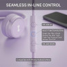 Casque Filaire avec Micro - Jack 3,5mm & Adaptateur USB-C - Pliable & Réglable - Son Stéréo, Commandes Intégrées - pour PC, Smar
