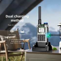 UV-K1 Portable Two Way Radio, Rechargeable Walkie Talkie with 2500mAh Li-ION Battery, Type-C Charging, 200 Channels, VOX, Scan, 