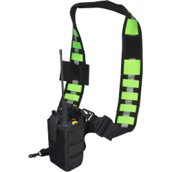 Kit de sangle et support pour radio de pompier, comprenant une large sangle réfléchissante réglable, des clips métalliques et un