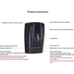 Baceyong 12V 3W Détecteur de Radar de Voiture de Surveillance à 360 degrés avec méthode de Mesure de Vitesse 4 Modes 3, 300-1000