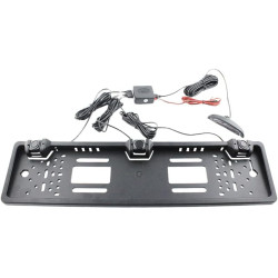Riloer Radar de recul 12V, Cadre de Plaque d'immatriculation européenne avec 3 capteurs, ABS Noir