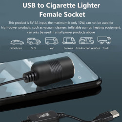 Convertisseur d'adaptateur d'allume-Cigare, Port USB vers câble Prise 12V
