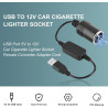 Convertisseur d'adaptateur d'allume-Cigare, Port USB vers câble Prise 12V