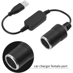 Convertisseur d'adaptateur d'allume-Cigare, Port USB vers câble Prise 12V