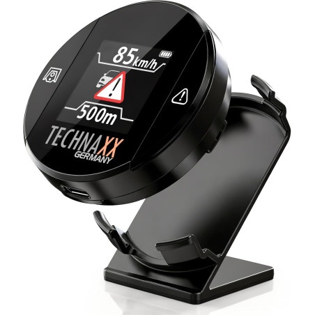 Technaxx détecteur de Radar avec Blitzer.de– Dispositif d’Alerte routière avec écran, alertes de Vitesse et de Danger, Affichage