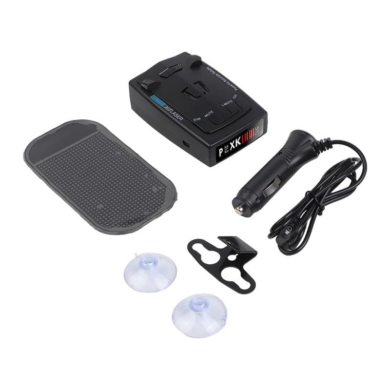 Whychstore Détecteur de radars de véhicule longue portée, couverture à 360° avec alertes vocales, design compact ABS pour toutes