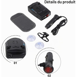 Whychstore Détecteur de radars de véhicule longue portée, couverture à 360° avec alertes vocales, design compact ABS pour toutes
