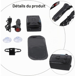 Whychstore Détecteur de radars de véhicule longue portée, couverture à 360° avec alertes vocales, design compact ABS pour toutes