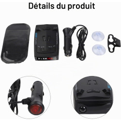 Whychstore Détecteur de radars de véhicule longue portée, couverture à 360° avec alertes vocales, design compact ABS pour toutes