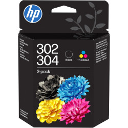 HP 302/304 Noir et Tricolore, B82L1AE, Pack de 2 Cartouches d’Encre Original, Compatible avec Les imprimantes DeskJet 1110, 2130