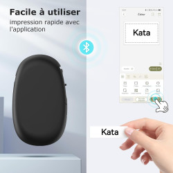 Supvan e10 étiqueteuse bleutooth avec ruban, noir | compatible étiquettes étanches continues&prédécoupées, édition app, recharge