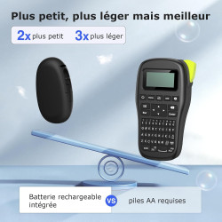 Supvan e10 étiqueteuse bleutooth mini livrée avec 3 rubans, étiquettes étanches, app avec plus de 30 polices et 660+ icônes, san