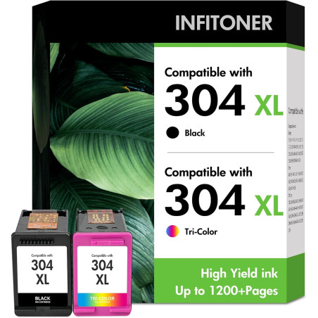 Cartouche Encre 304 XL 5030 3760 pour HP304 Noir et Couleur Pack 304XL | Remplacement pour HP Envy 5030 5020 5032 5010 Deskjet 3