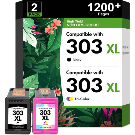 303XL Cartouches d'encre 303 7200e pour HP 303 XL Noir et Couleur Multipack | Compatible pour HP Envy Inspire 7200e 7220e 7224e 