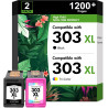 303XL Cartouches d'encre 303 7200e pour HP 303 XL Noir et Couleur Multipack | Compatible pour HP Envy Inspire 7200e 7220e 7224e 