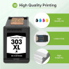 303XL Cartouches d'encre 303 7200e pour HP 303 XL Noir et Couleur Multipack | Compatible pour HP Envy Inspire 7200e 7220e 7224e 
