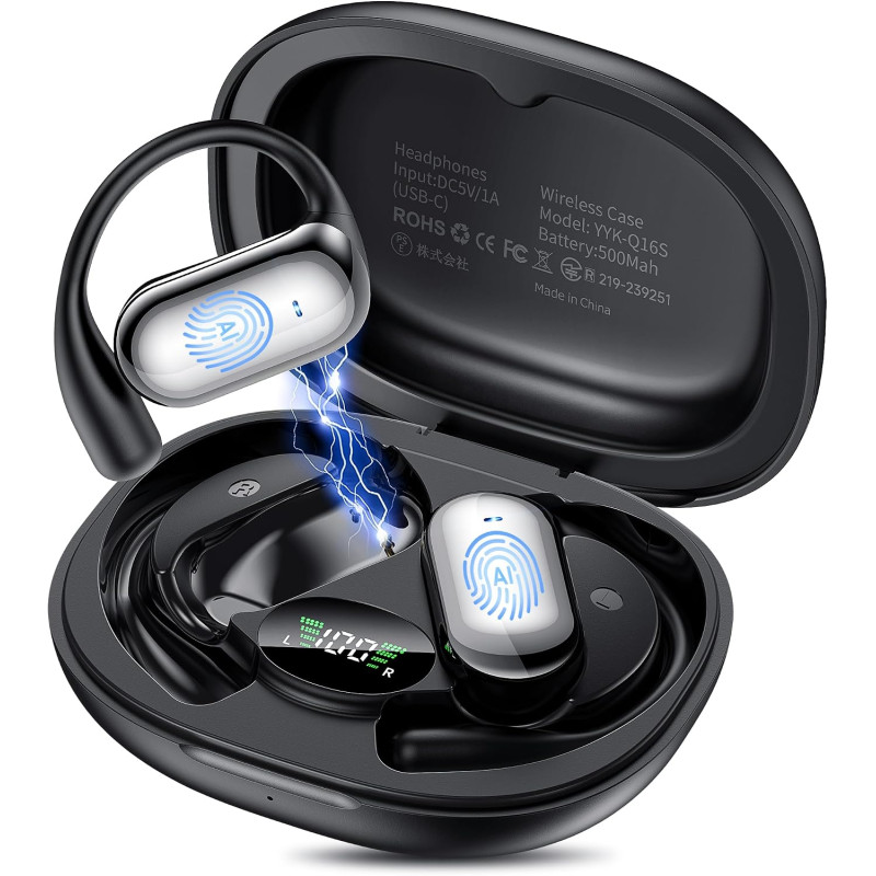 Ai ecouteur traducteur instantané, 3 en 1 bleutooth 6.1 ecouteur traducteur avec 198 langues 8 modes de traduction, 80h open ear