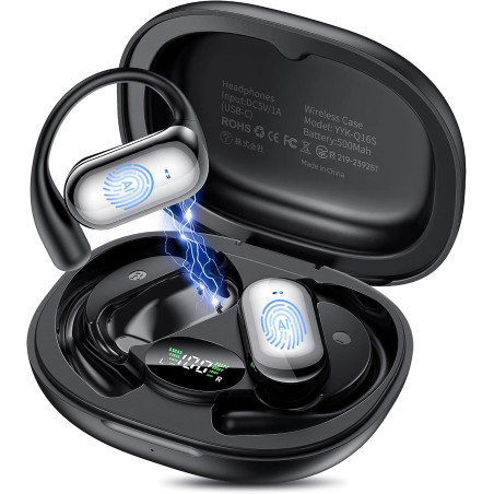 Ai ecouteur traducteur instantané, 3 en 1 bleutooth 6.1 ecouteur traducteur avec 198 langues 8 modes de traduction, 80h open ear